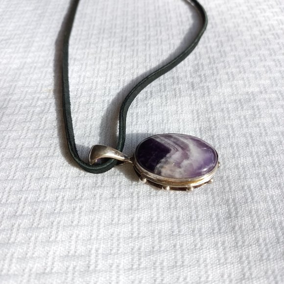 Unique Silver Amethyst Medieval Pendant Necklace - Picture 2 of 3